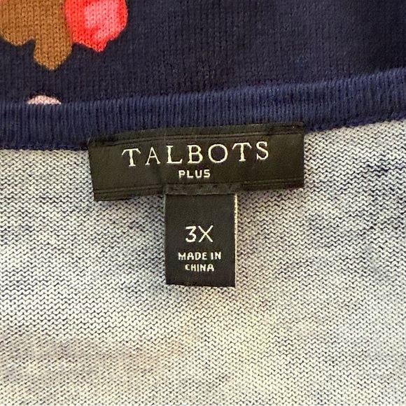 Talbots Plus 3X Sweater Cotton Blend Navy Floral Cottagecore Lightweight Bloom - Picture 11 of 11